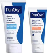 PanOxyl Wash and Moisturize Duo Bundle – Creamy Acne Wash 4% Benzoyl Peroxide, Balancing Repair Moisturizer 4% Niacinamide