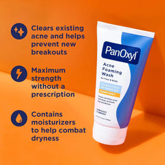 PanOxyl Acne Foaming Wash Benzoyl Peroxide 10% Maximum Strength Antimicrobial, 3 Oz, Pack of 2