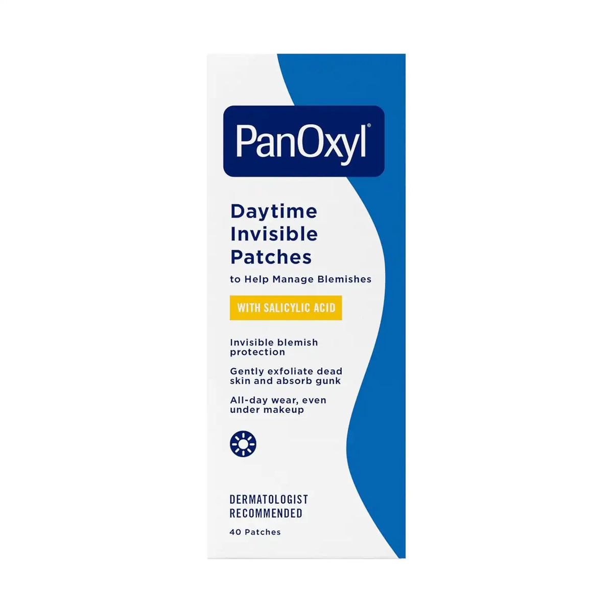 PanOxyl Daytime Invisible Patches, Dermatologist-Recommended Brand, Help Manage Blemishes, Unclog Pores and Exfoliate with Salicylic Acid, 20 Large and 20 Small Patches, Latex-Free, 40ct