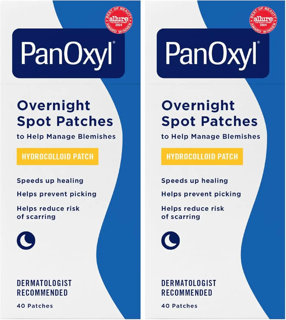 PanOxyl PM Overnight Spot Patches, Advanced Hydrocolloid Healing Technology, Fragrance Free, 40 Count (Pack of 2)