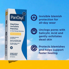 PanOxyl Daytime Invisible Patches, Dermatologist-Recommended Brand, Help Manage Blemishes, Unclog Pores and Exfoliate with Salicylic Acid, 20 Large and 20 Small Patches, Latex-Free, 40ct