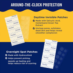 PanOxyl AM-PM Pimple Patch Duo, Daytime Invisible Salicylic Acid Care and Coverage/Overnight Hydrocolloid Spot Protection, Day-to-Night Blemish System, 80 Total Patches, Latex-Free